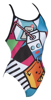 Maillot de Bain une pièce Femme ARENA Crazy Milkshake X Criss Cross Noir Turquoise