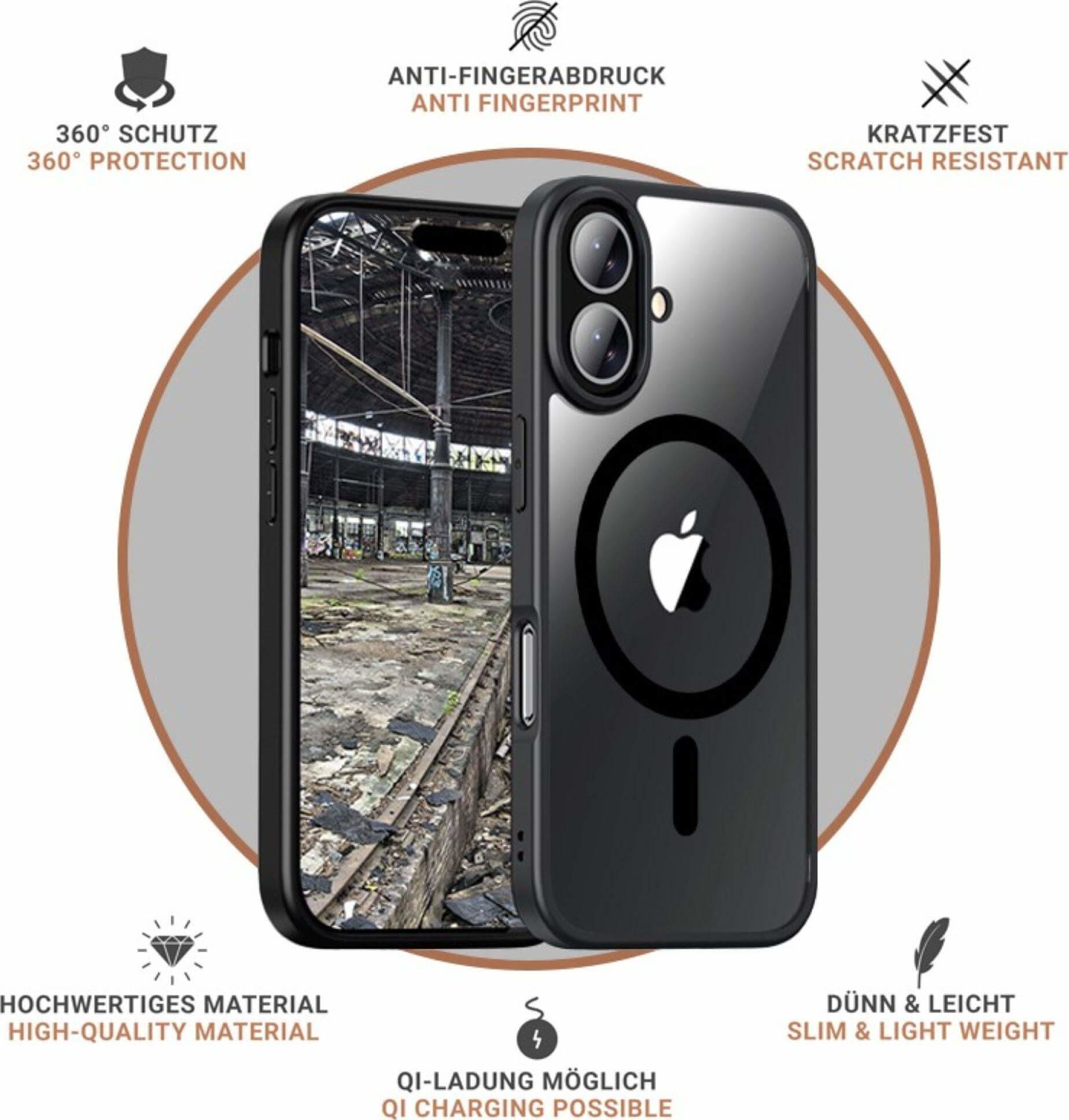 iPhone 17 MagSafe Hybrid Hülle TPU Bumper   Acryl Rückseite Pankow Hybrid (11159) - Schwarz / Transparent