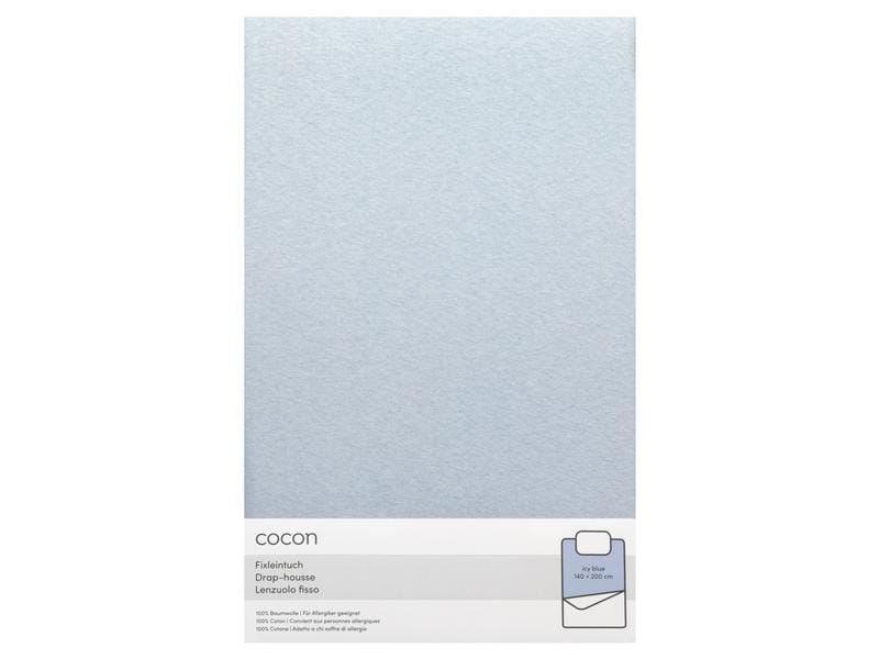COCON Fixleintuch 140-160 x 200 cm, Eisblau Spannbettlaken aus reinem Baumwolljersey