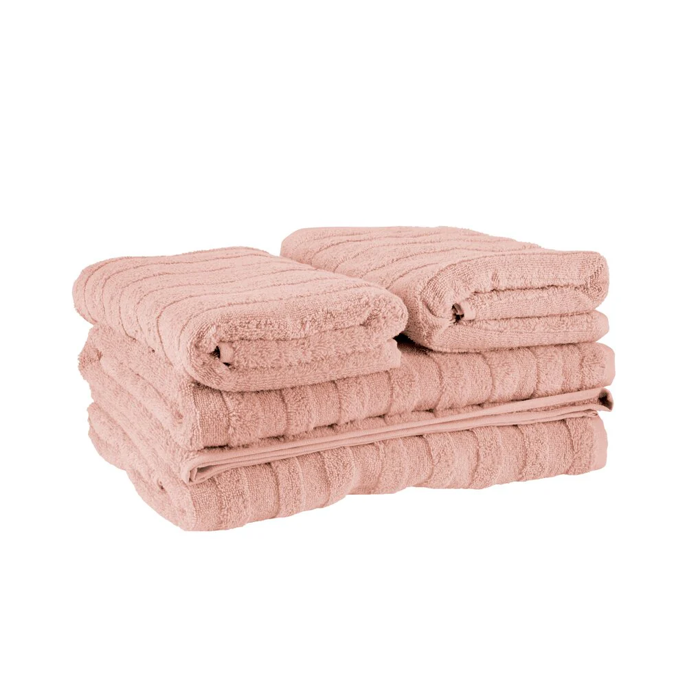 Bahne Interior  Terry Stripe håndklæde sæt, Rosa - 4 stk.