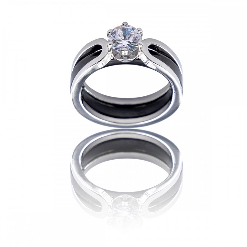Coffret Bague Femme Trois en Une en Céramique Ornée Zirconium