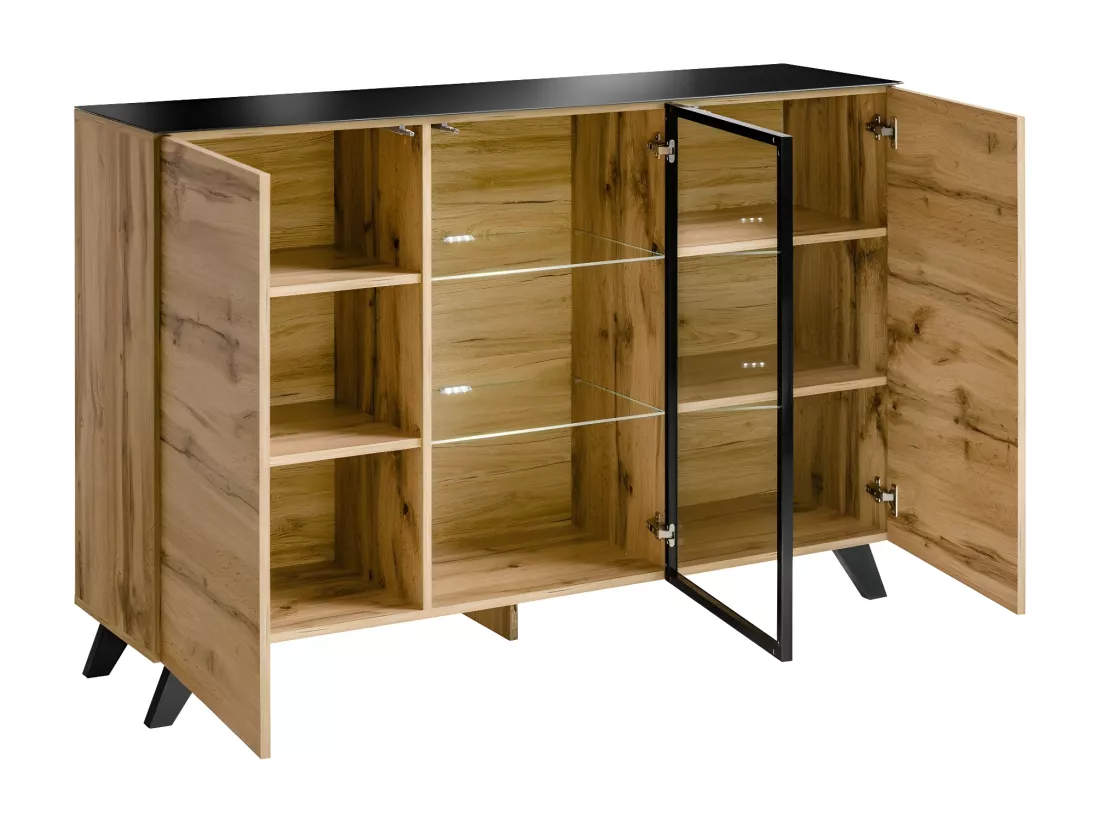 Buffet, bahut modèle TINO + LED. Meuble type scandinave. Enfilade design pour votre salon ou salle à manger.