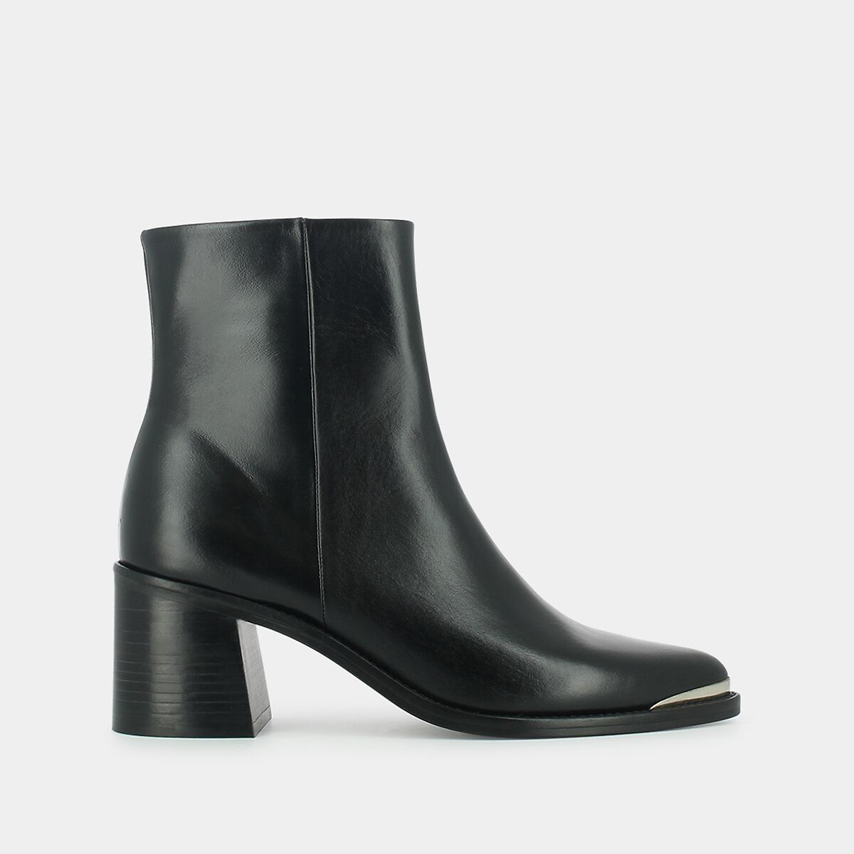 JONAK<br>Bottines de bico fino, em couro Delo