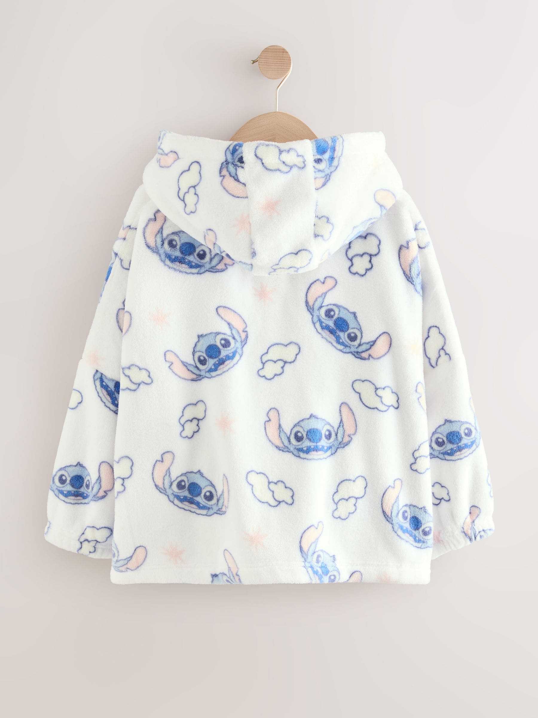 Wit/blauw - Lilo & Stitch fleece cropped deken met capuchon (3-16jr)