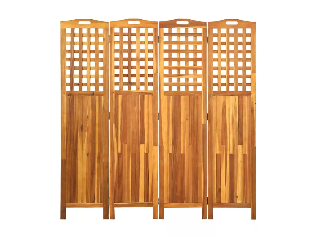 Cloison de séparation 4 panneaux 161x2x170 cm Bois d'acacia