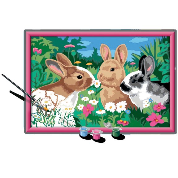 Tableau à peindre - Lapins dans le pré - Ravensburger Numéro d'Art