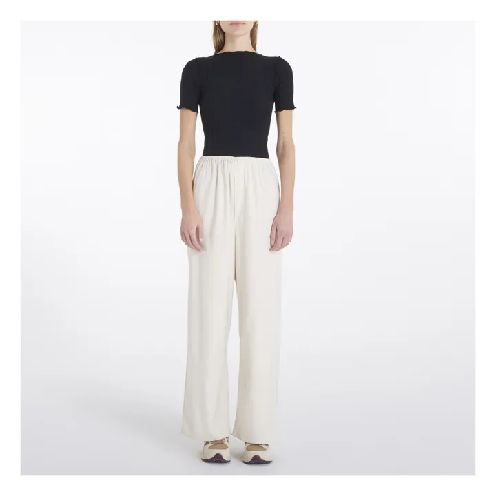 Baserange T-shirt Côtelé Omato Coton Bio | Noir
