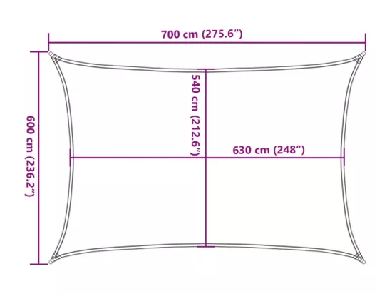 Voile d'ombrage 160 g/m² Noir 6x7 m PEHD