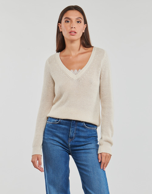 Vila - VIDEBRA REV L/S V-NECK KNIT TOP - Beige