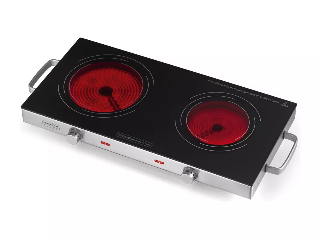 Plaque vitrocéramique KITCHENCHEF 1800 + 1000W 64cm, KCPPV2800