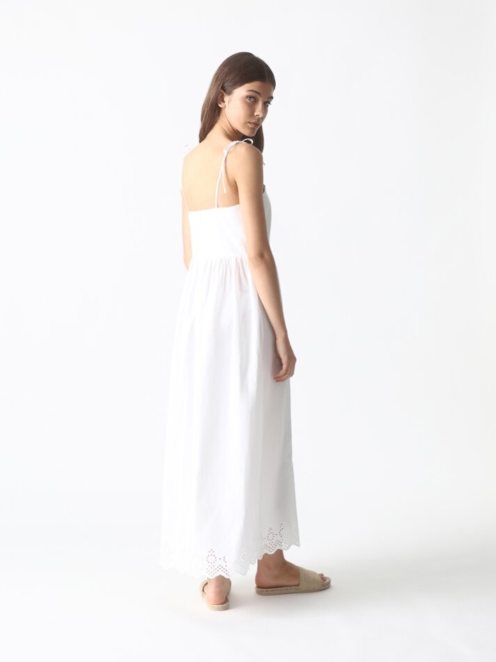 Vestido midi com alças de amarrar - Branco
