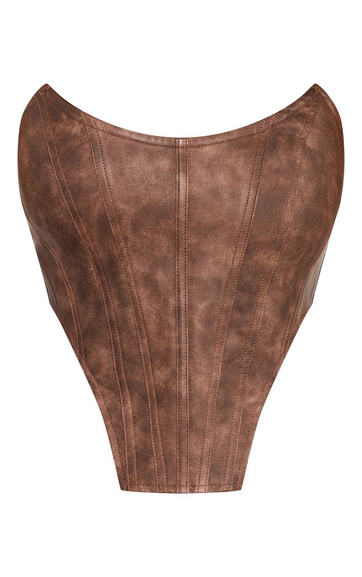 Washed Brown Top Corset Petite En Synthétique