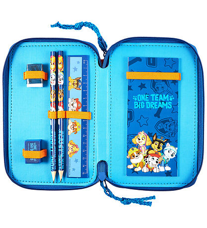 Paw Patrol Penalhus - DouBlå Decker m. Indhold - Blå/Orange