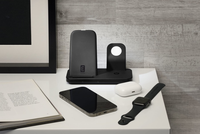 (15W) 3in1 Trio Qi Wireless Charger Ladestation für Apple iPhone / Apple Airpods / Apple Watch (WIRELESS3IN1IPHK) - Schwarz