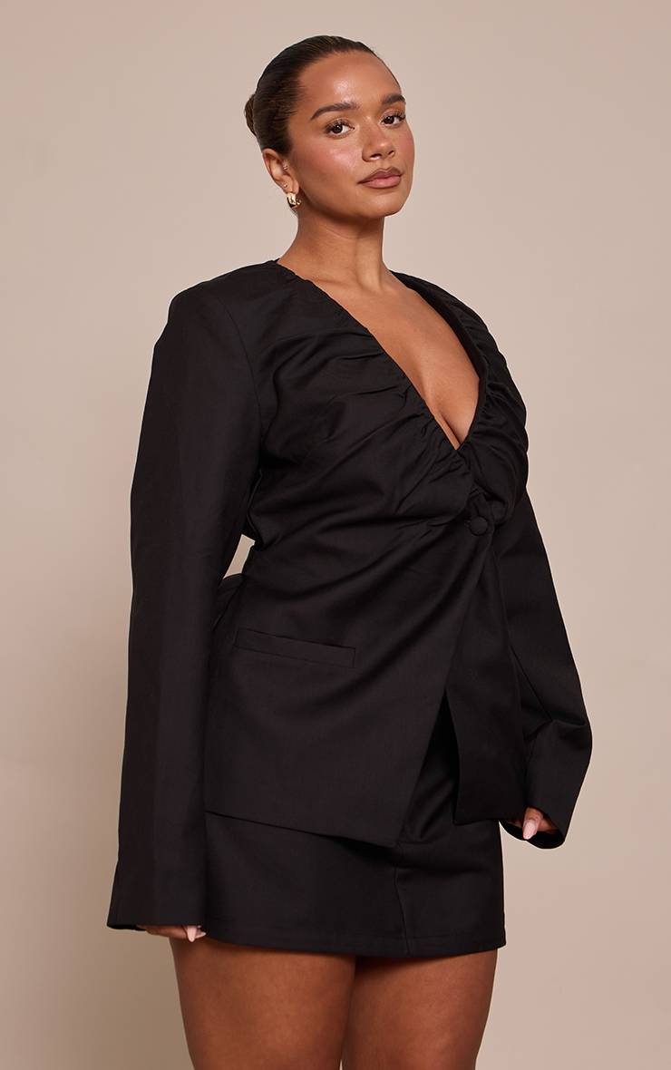 Noir Blazer Cinché À Encolure Froncée Shape