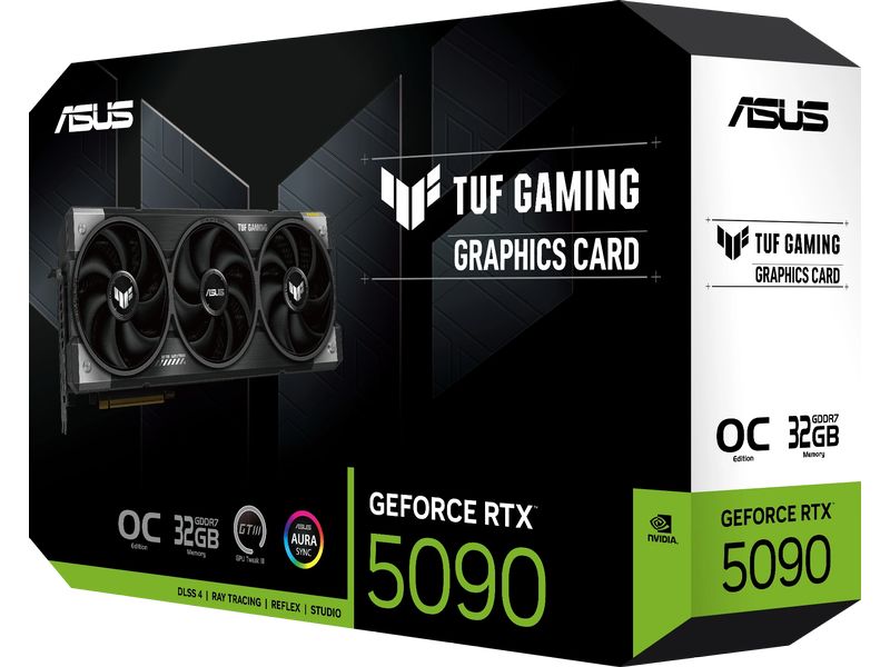 ASUS Grafikkarte TUF Gaming GeForce RTX 5090 OC Edition 32 Grafikkarte mit 32 GB GDDR7-Speicher ermöglicht Auflösungen bis zu 8k