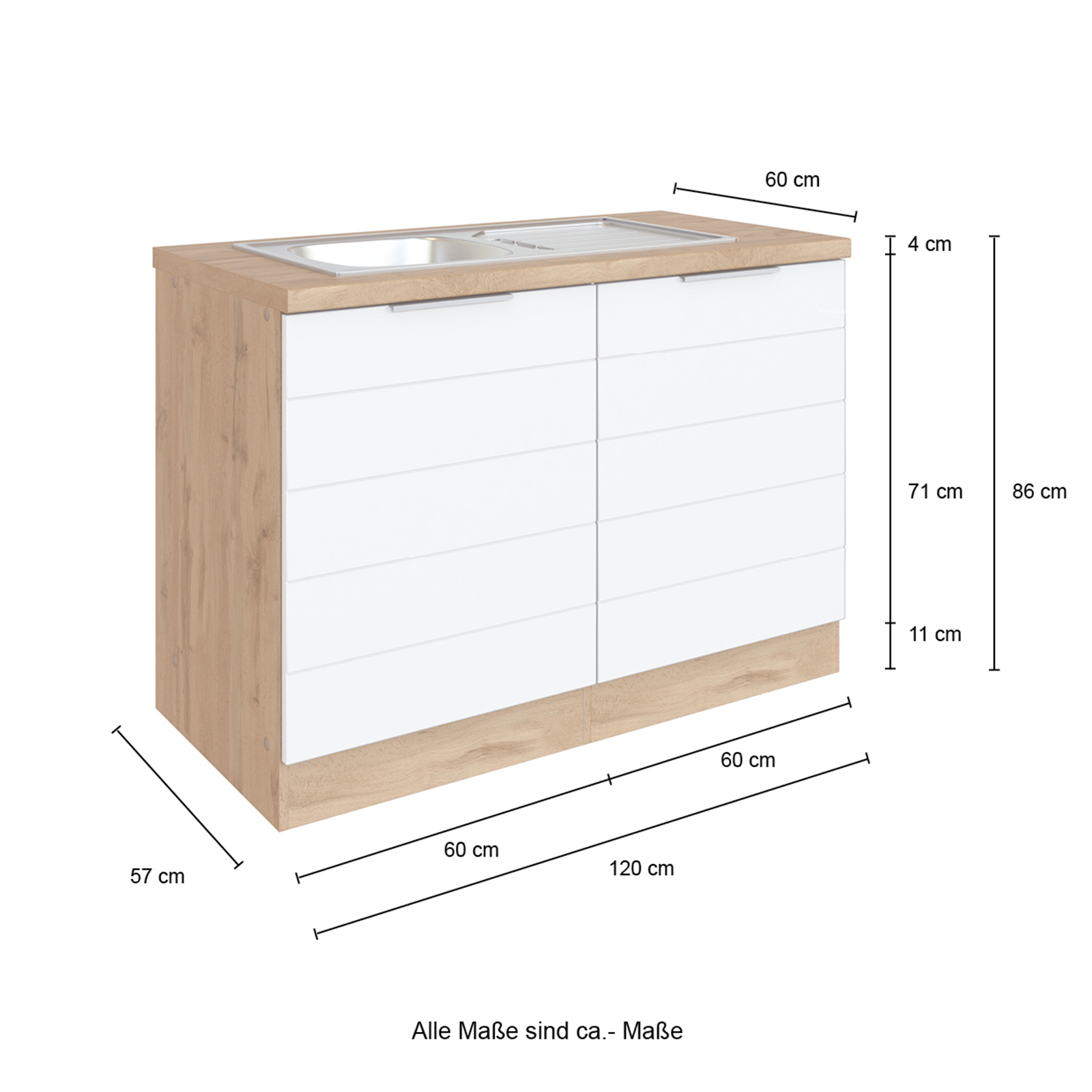 Spülenschrank FLORENZ - Wotaneiche-grau matt