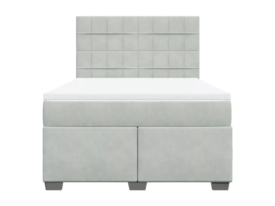 Sommier à lattes de lit et matelas Gris clair 160x200cm Velours