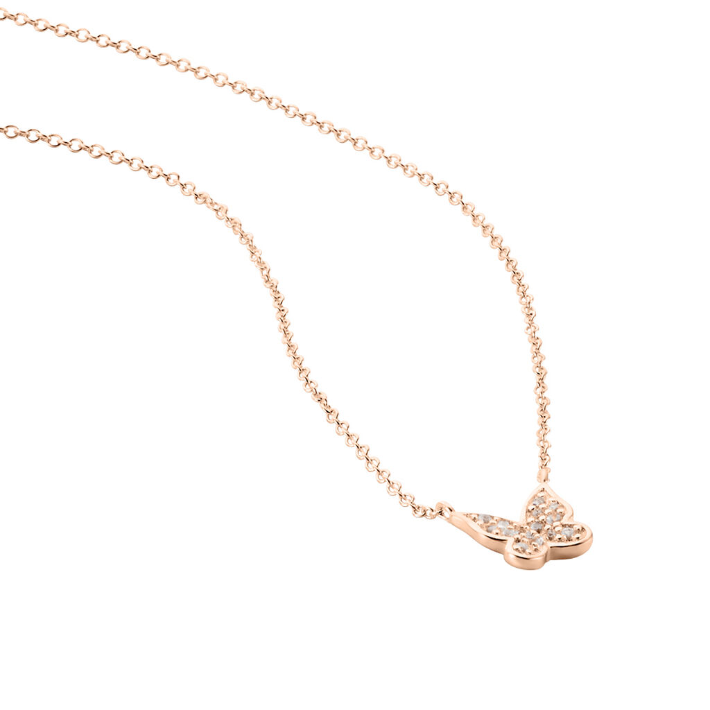Collier Argent Rose Anne-lise Oxyde De Zirconium