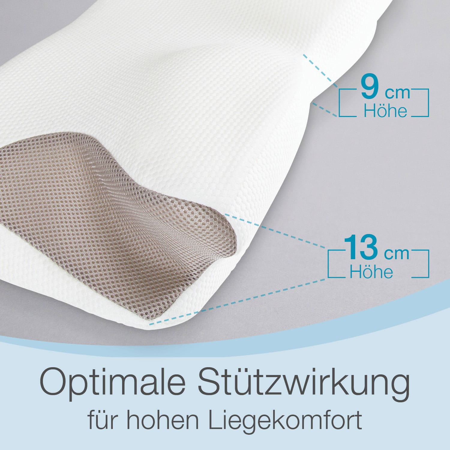 Bestschlaf Orthopädisches Nackenstützkissen Visco mit 3D-Abstandsgewebe inkl. Bezug