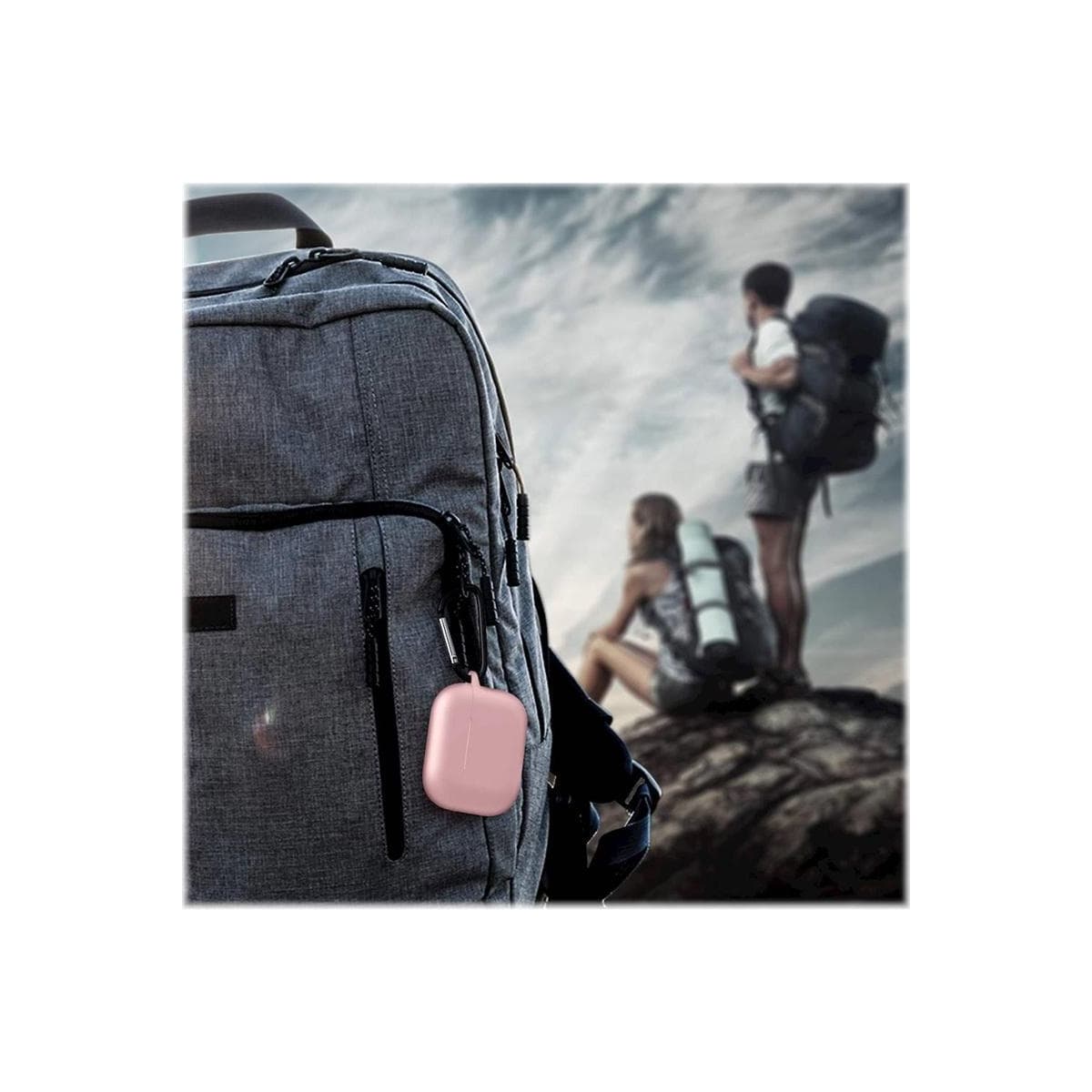 Silikonbeskyttelsesdeksel med krok for Airpods Pro, Pink