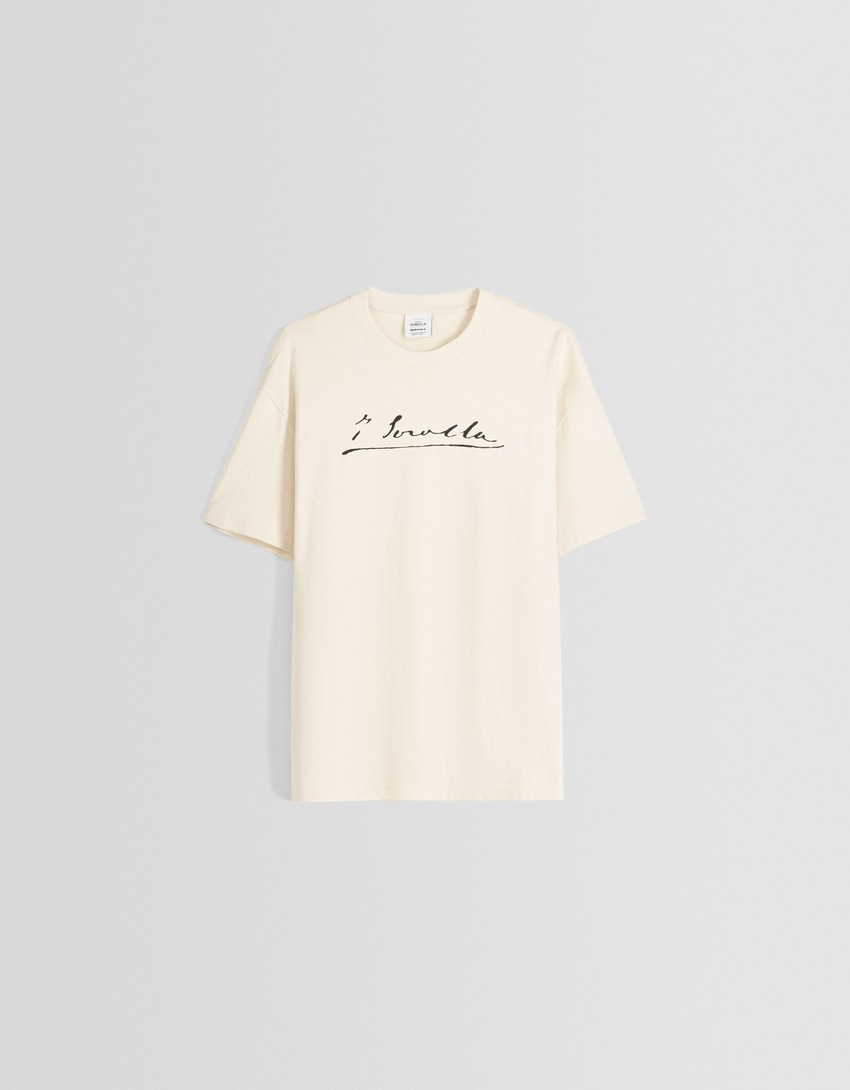 Camiseta de manga curta com estampa Joaquín Sorolla e modelagem quadrada.