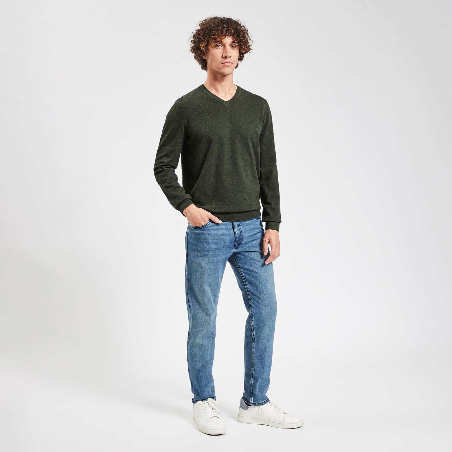 Pull essentiel à col v Vert