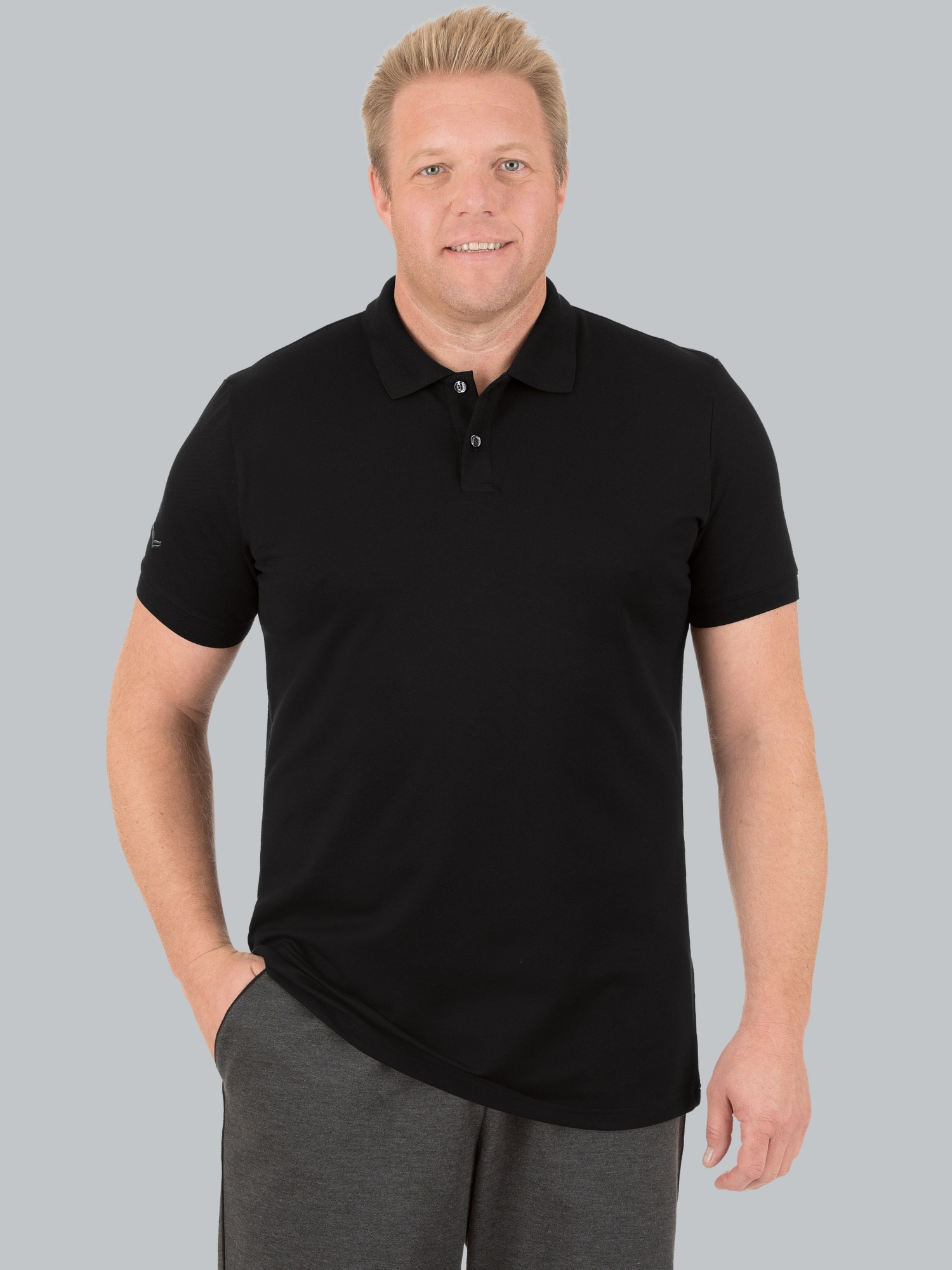 Poloshirt aus elast. Piqué Schwarz