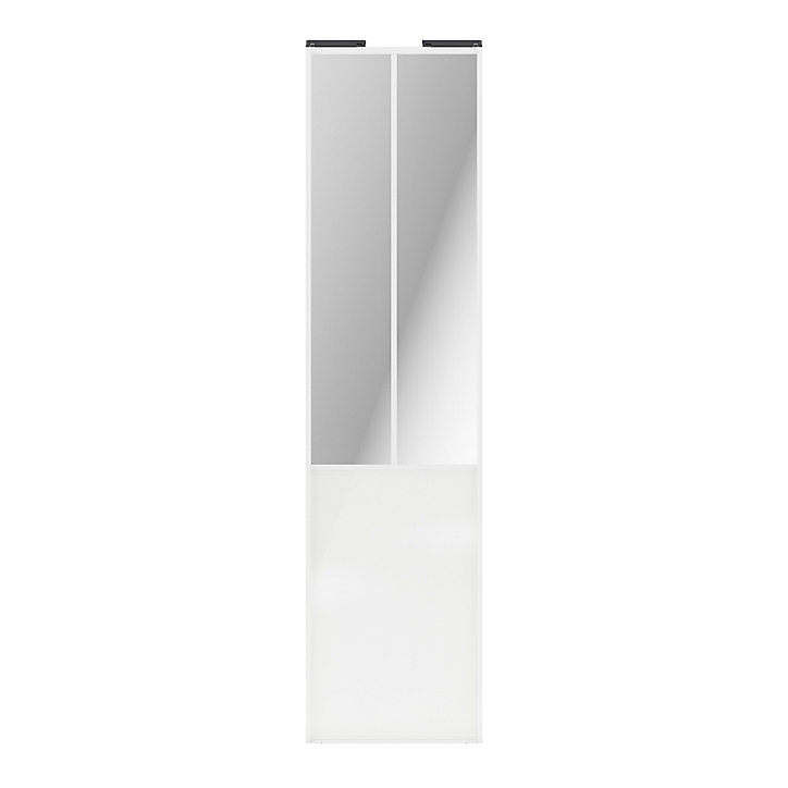 Porte de placard coulissante atelier blanc brillant profil blanc GoodHome Arius H. 248,5 x L. 61.2 cm + amortisseurs