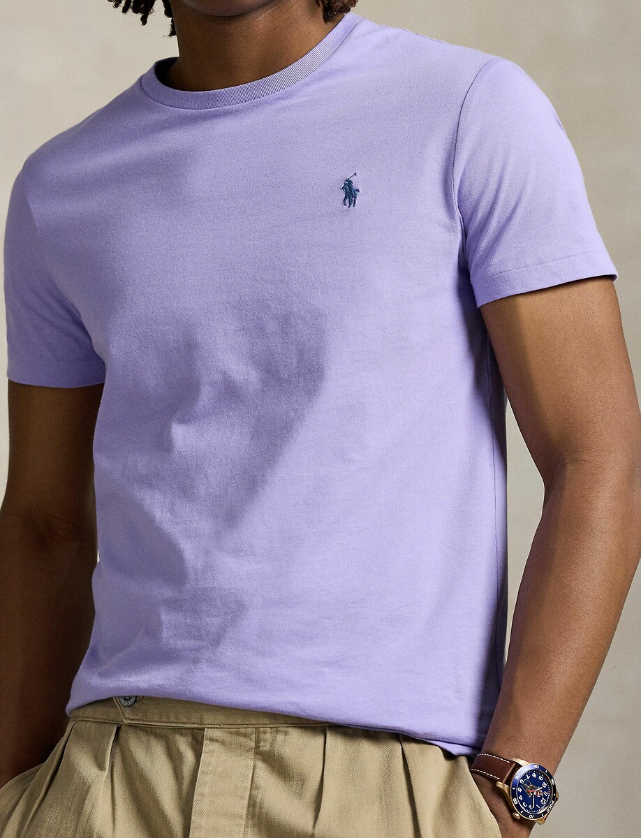 POLO RALPH LAUREN<br>Camiseta lisa de malha fina com logotipo bordado