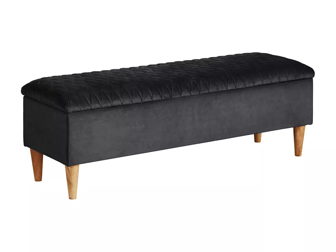 Banc coffre DANIELE - Tissu velours - Gris