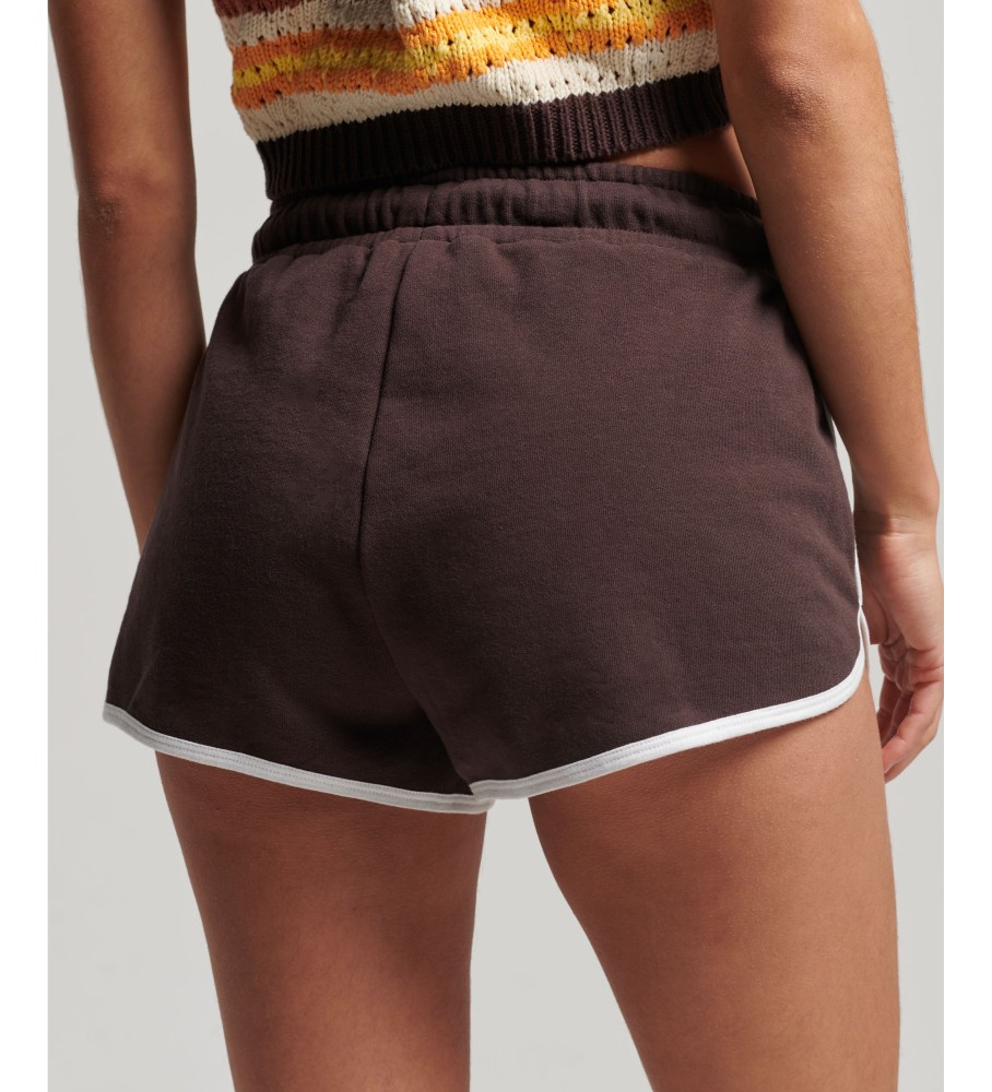 Calções de malha castanhos com logótipo vintage da Superdry