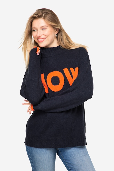 Pullover, Wording, Stehkragen, Langarm, OEKO-TEX