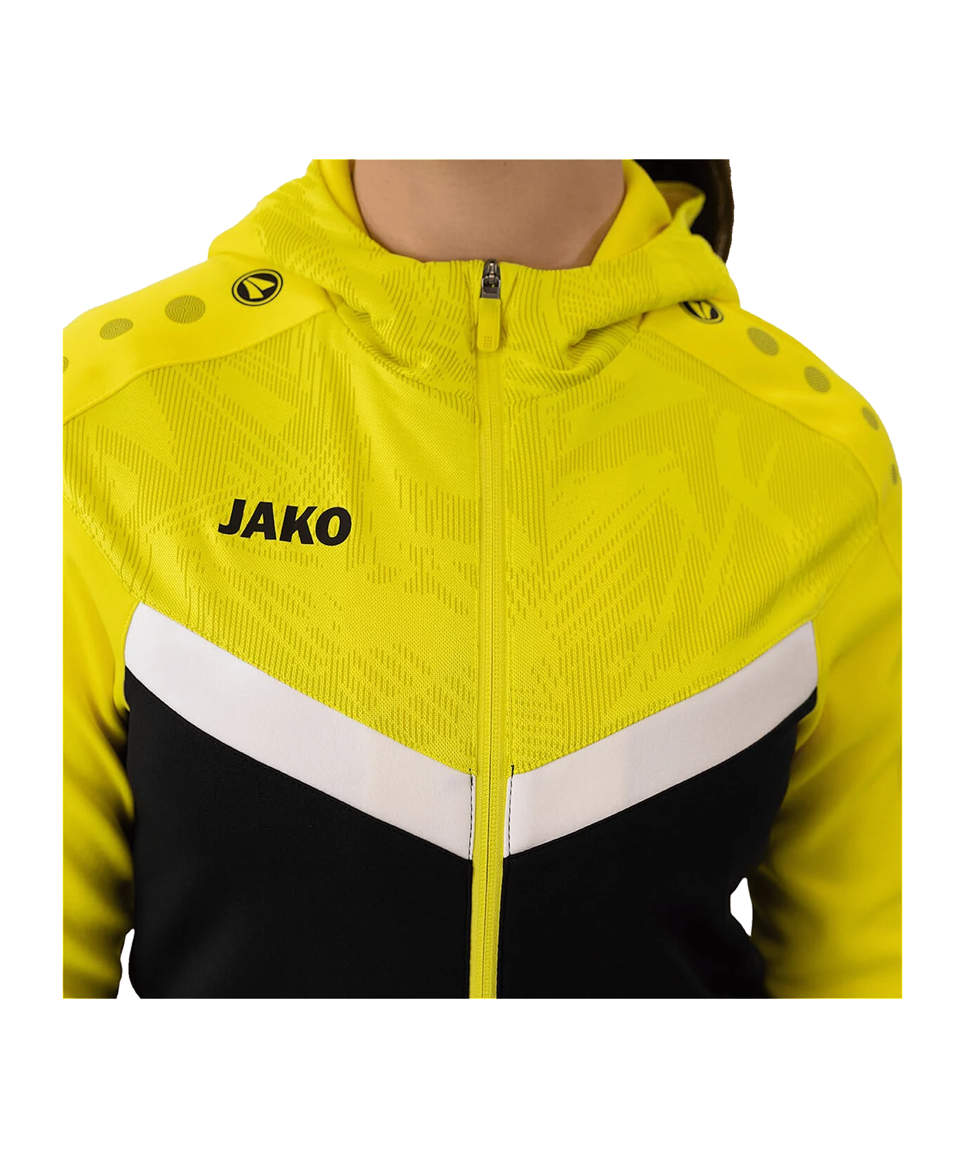 JAKO Iconic Kapuzenjacke Damen Schwarz Gelb F808