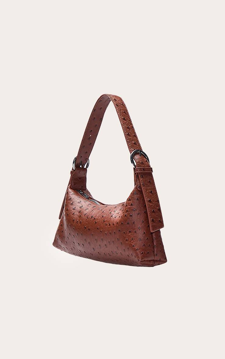 Marron Sac À Bandoulière Effet Autruche En Synthétique