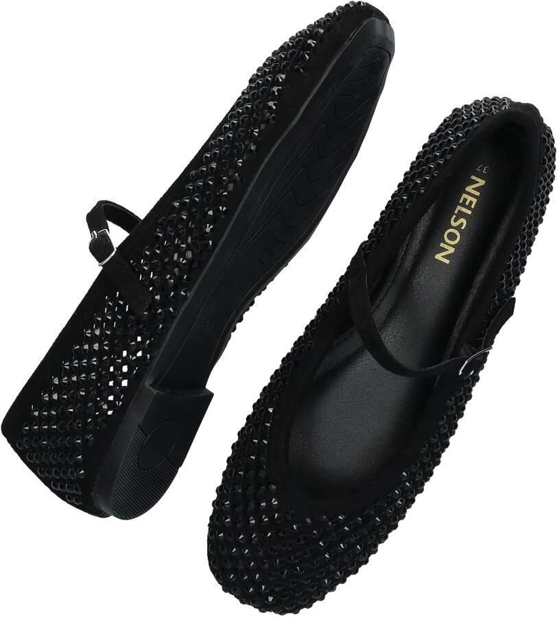 Nelson ballerina's met strass zwart