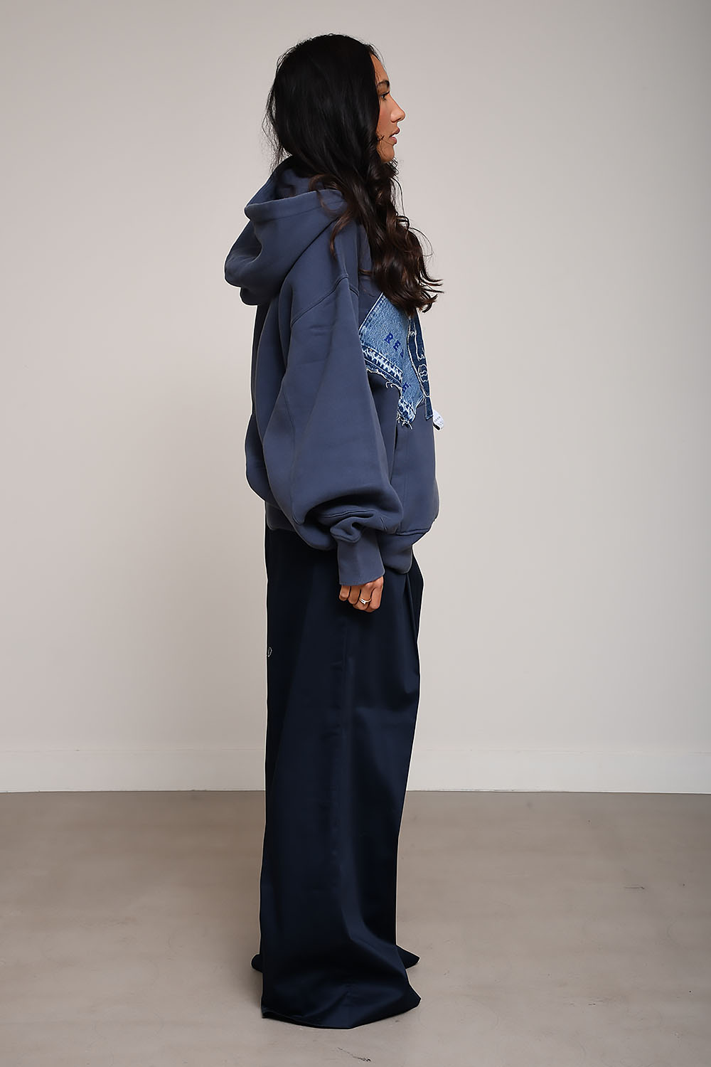 Hand embroidered angel figure hoodie