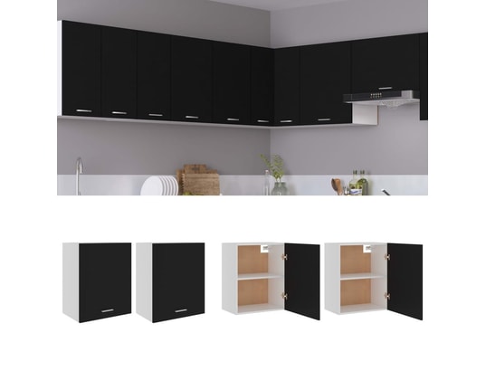 VIDAXL - Meuble haut Armoires de cuisine 2 pcs noir 50x31x60 cm aggloméré