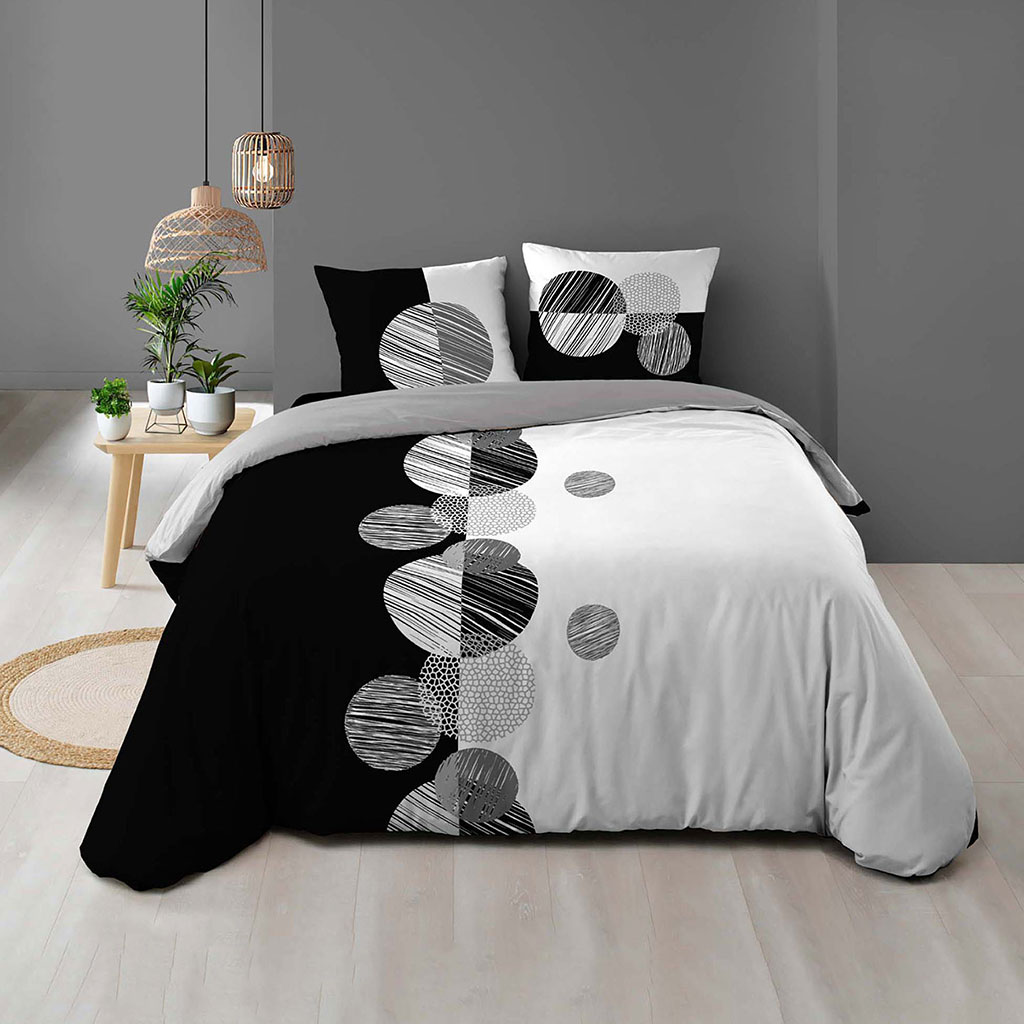 Parure housse de couette coton imprimé STORMI 240x220cm