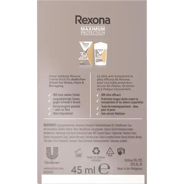 Rexona Maximum Protection Deocreme Deodorant Antitranspirant Sports Control 45 ml