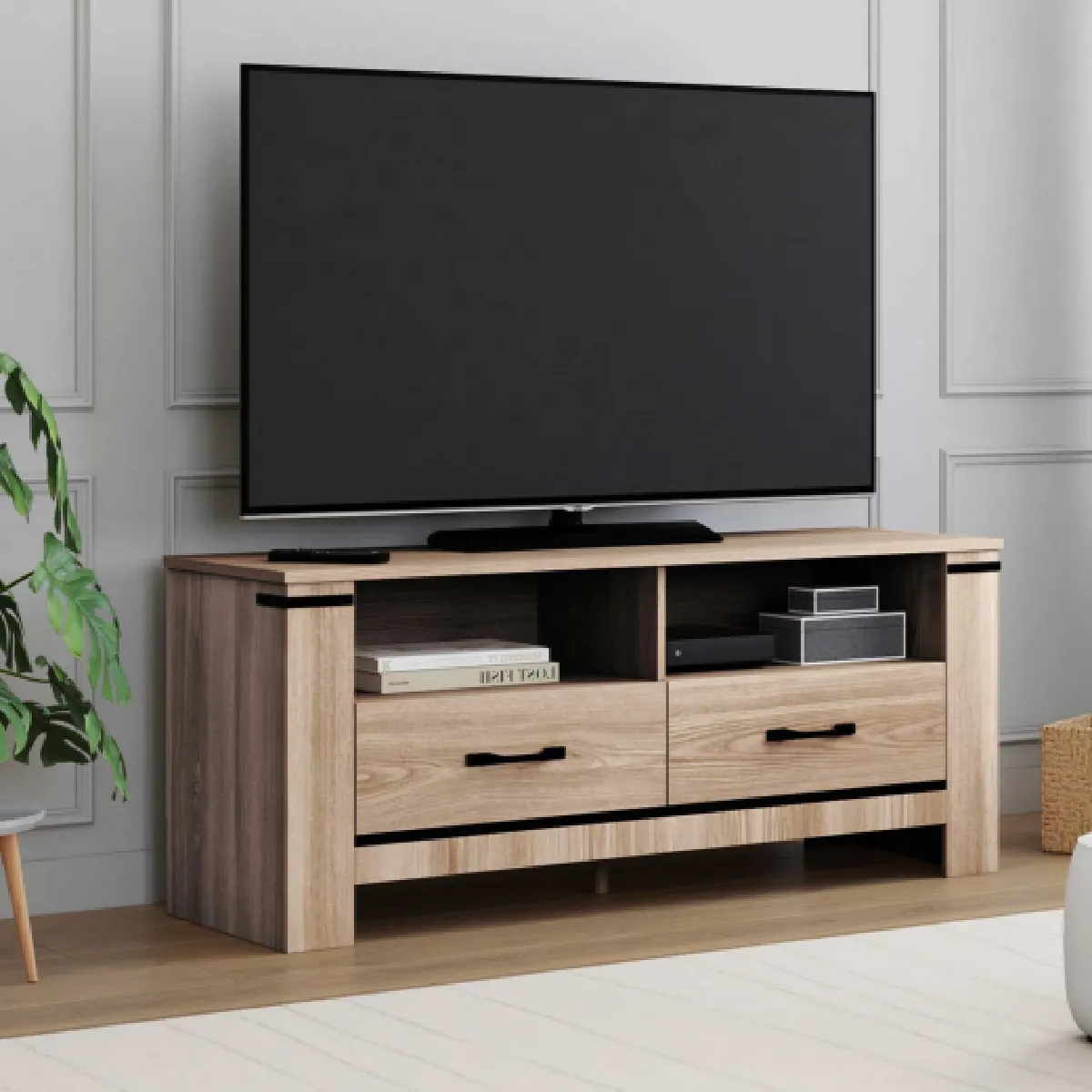 Idmarket MARKET Meuble TV IDAHO 2 tiroirs