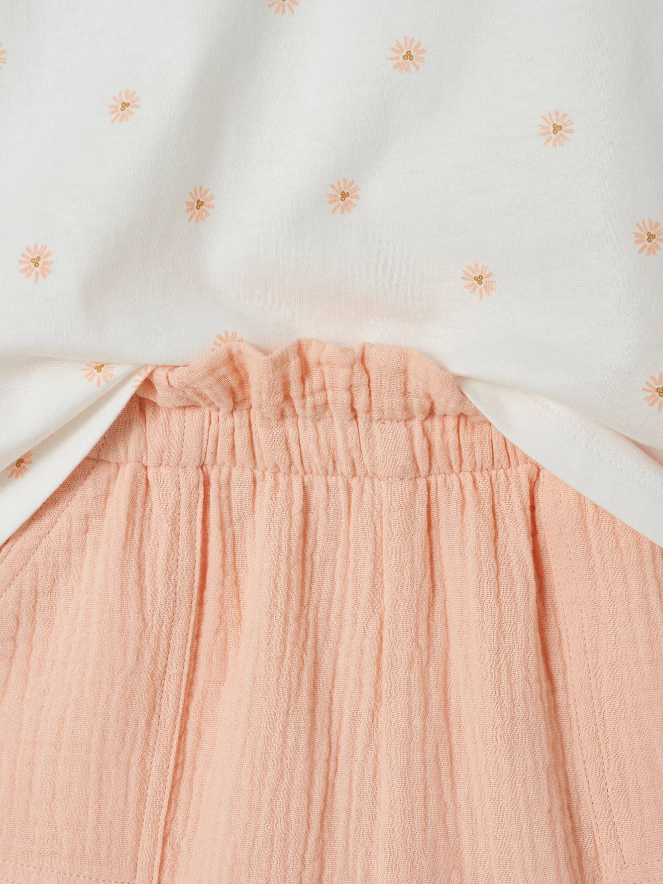 Conjunto de camiseta e shorts em chiffon de algodão azul marinho para meninas.