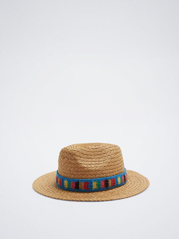Chapéu com efeito de palha multicolorido - Multicor