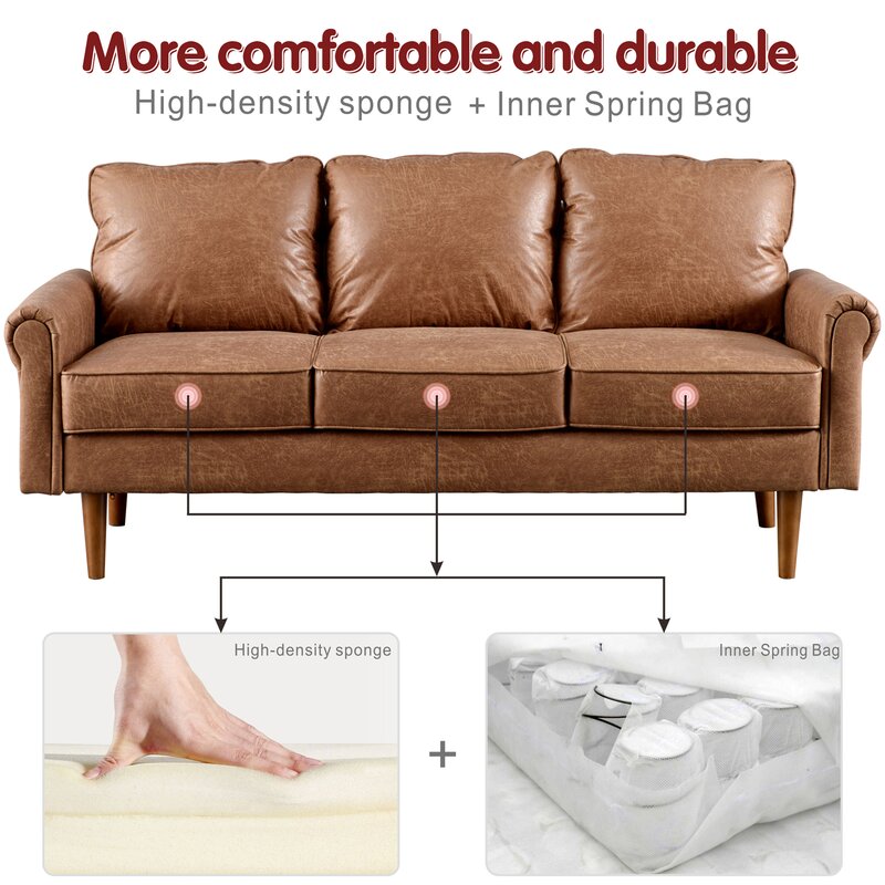 Ainsley 74.01&rdquo; Rolled Arm Sofa