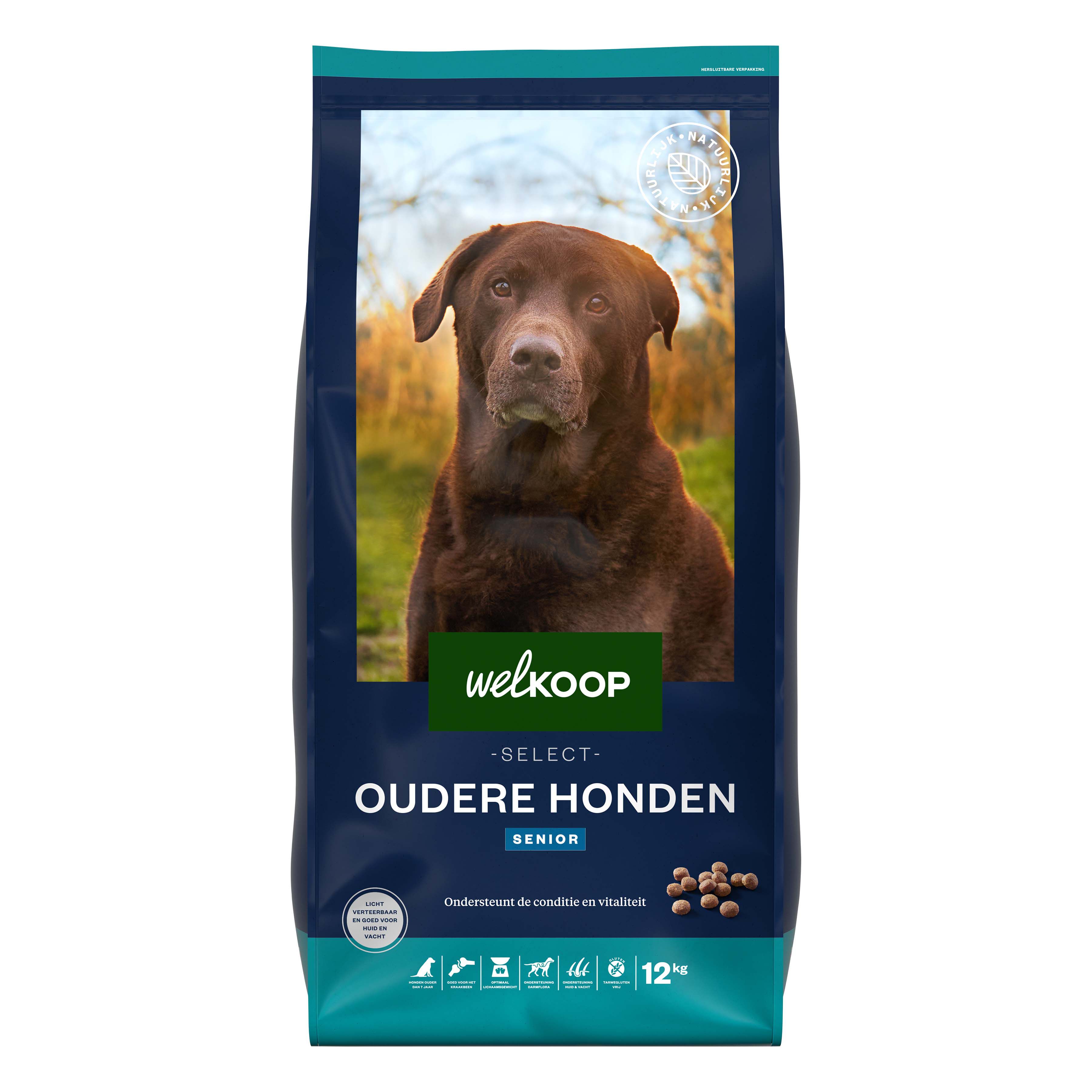 Welkoop Select Senior Krokante brokken - Hondenvoer - 12 Kilogram - kip
