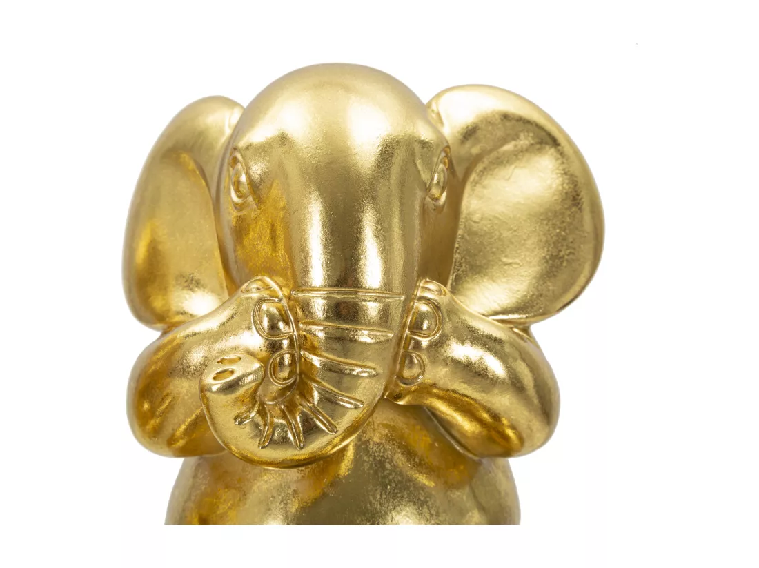 Lot de 3 éléphants en résine dorée Ø 15,5x20,5 cm