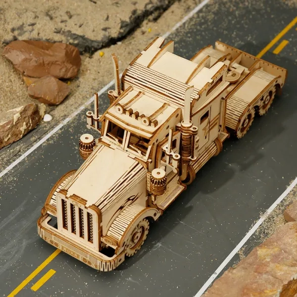 (286-tlg. Set) ROKR 3D Holz Puzzle Mechanischer DIY Modell Bausatz LKW Home Deko für Erwachsene (MC502) - Heavy Truck