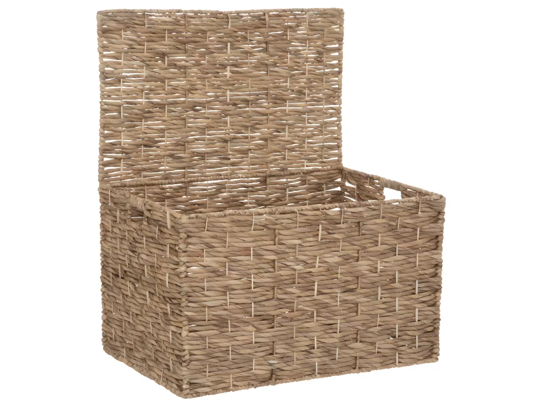 Set de 3 Malles de rangement en métal et jacinthe Naturel