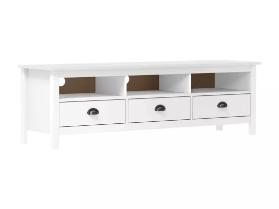 Meuble TV Hill Range Blanc 158x40x47 cm Bois de pin solide