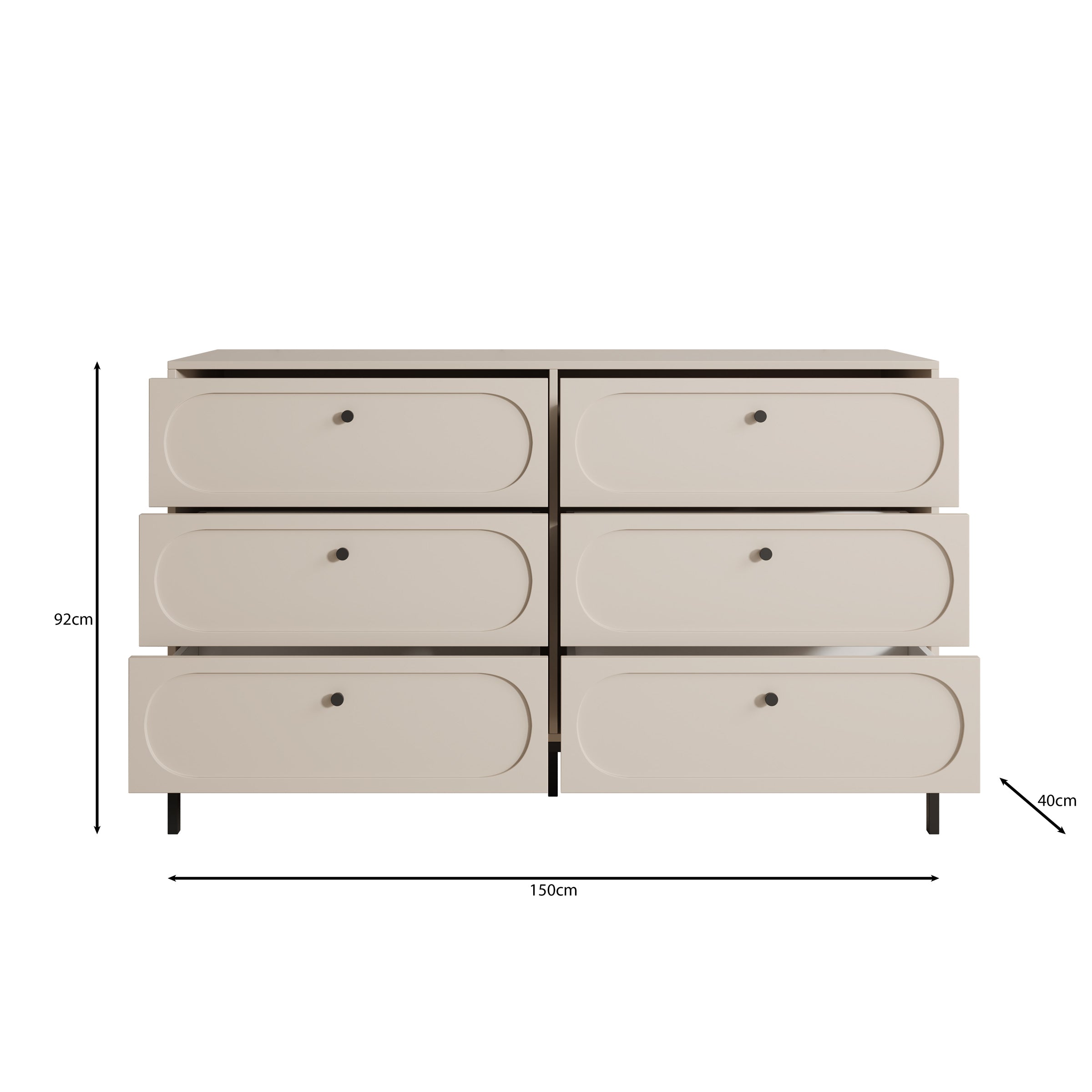 Montserrat - Ladekast 6 lades - Beige - 150x40x92 cm